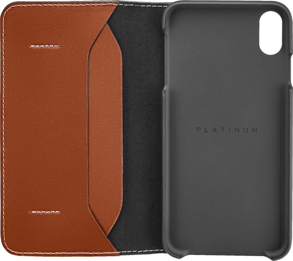 leather folio case for apple iphone xr - papaya