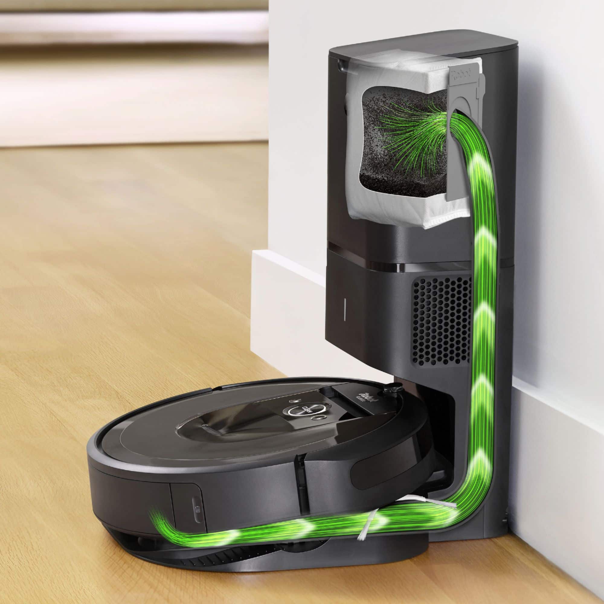 Alt View 11. iRobot - Roomba i7+ (7550) Wi-Fi Connected Self-Emptying Robot Vacuum - Charcoal.