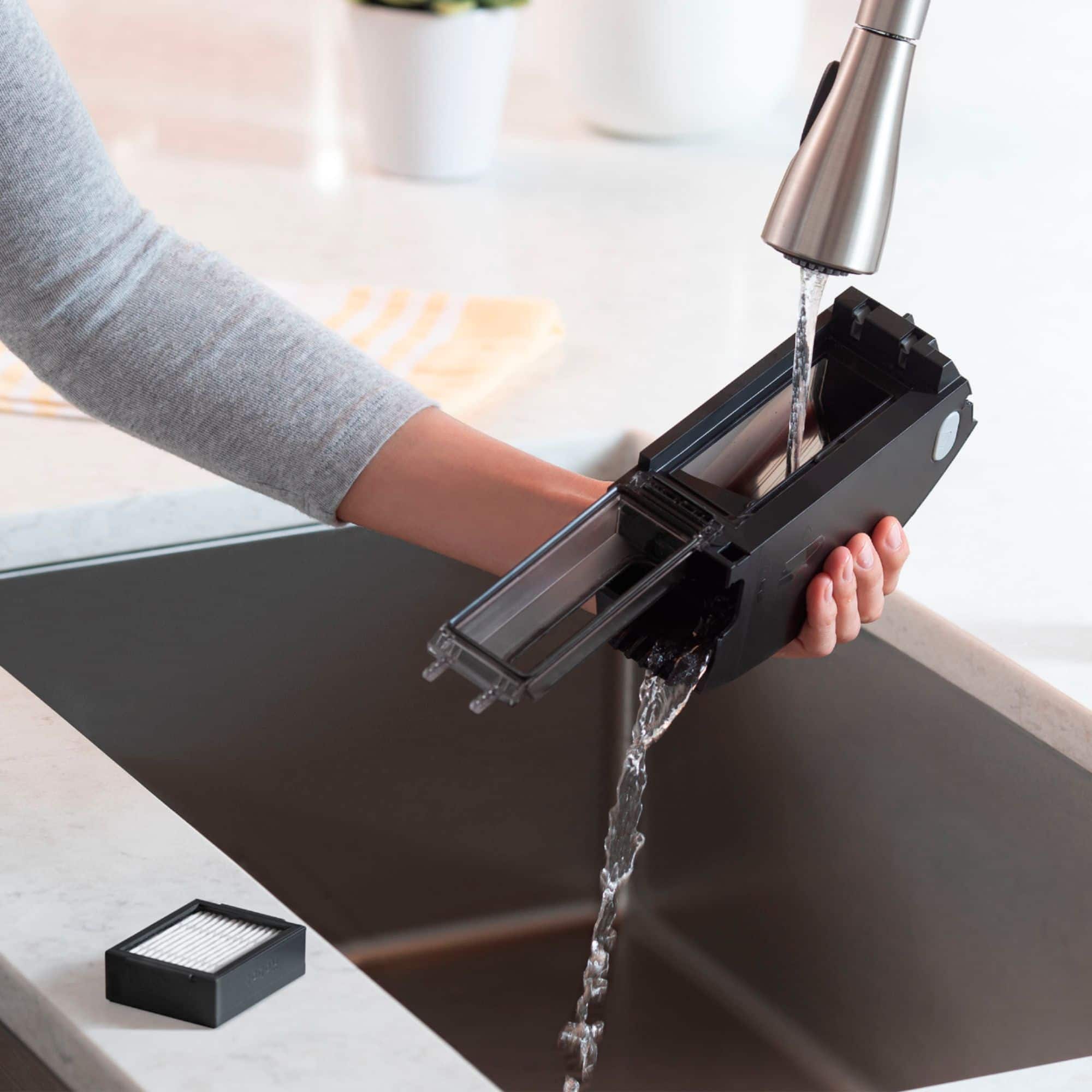 Alt View 23. iRobot - Roomba i7+ (7550) Wi-Fi Connected Self-Emptying Robot Vacuum - Charcoal.