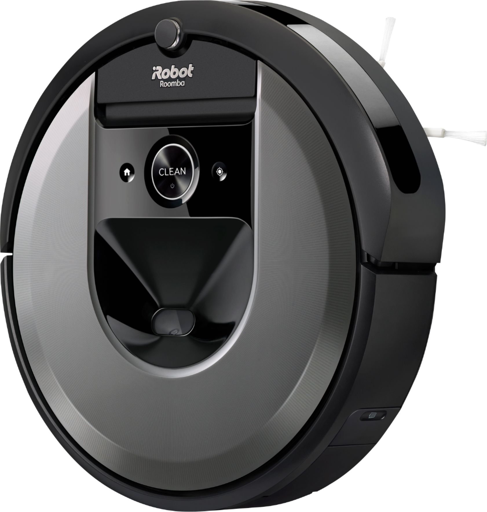Left View: iRobot - Roomba i7+ (7550) Wi-Fi Connected Self-Emptying Robot Vacuum - Charcoal