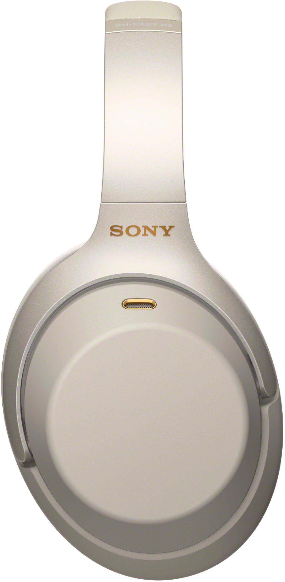 Left. Sony - WH-1000XM3 Wireless Noise Cancelling Over-the-Ear Headphones with Google Assistant - Silver.