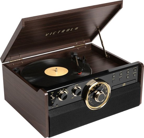 Angle Zoom. Victrola - Empire Bluetooth 6-in-1 Record Player - Gold/Brown/Black.