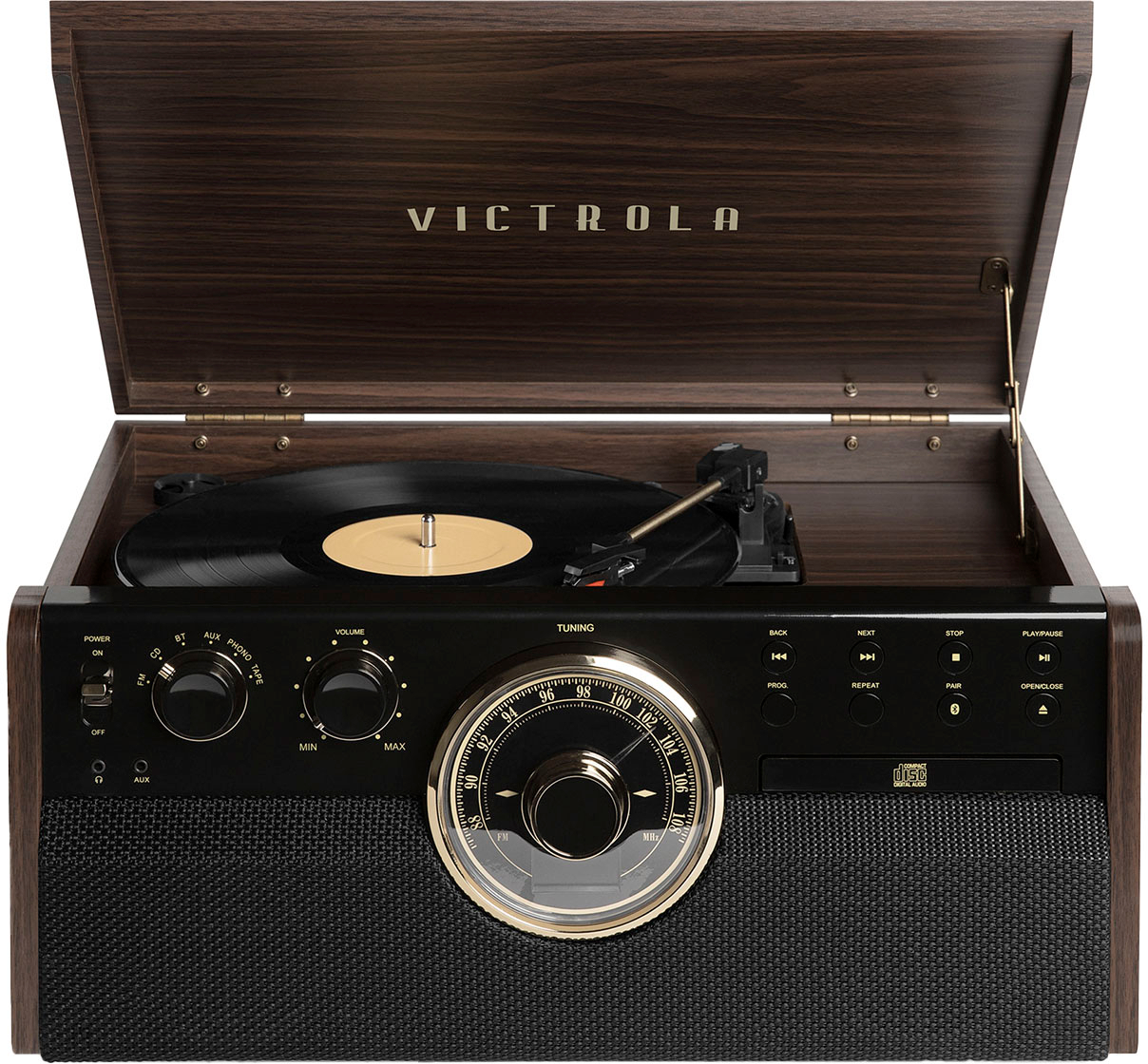 Victrola Empire Bluetooth 6-in-1 Record Player Gold/Brown/Black VTA-370B -  Best Buy