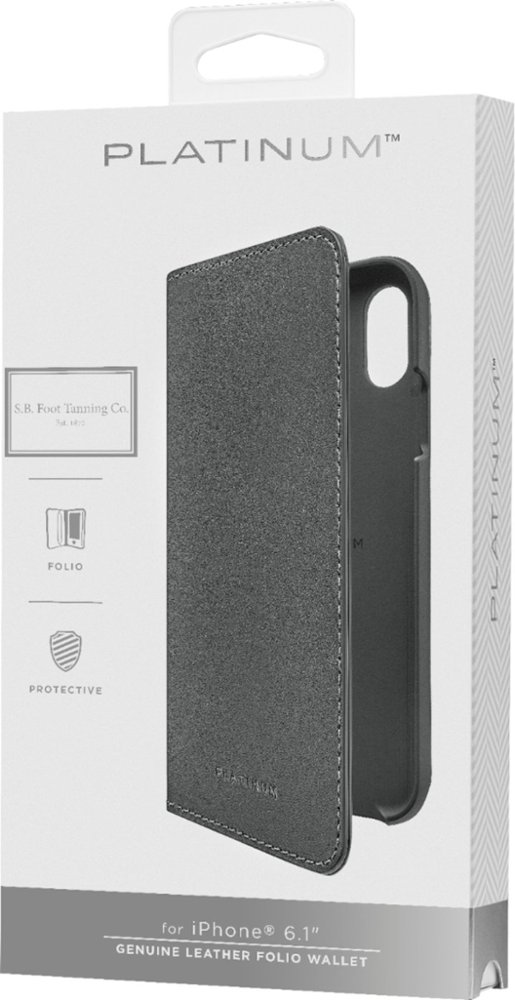 leather folio case for apple iphone xr - charcoal