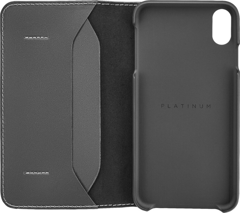 leather folio case for apple iphone xr - charcoal