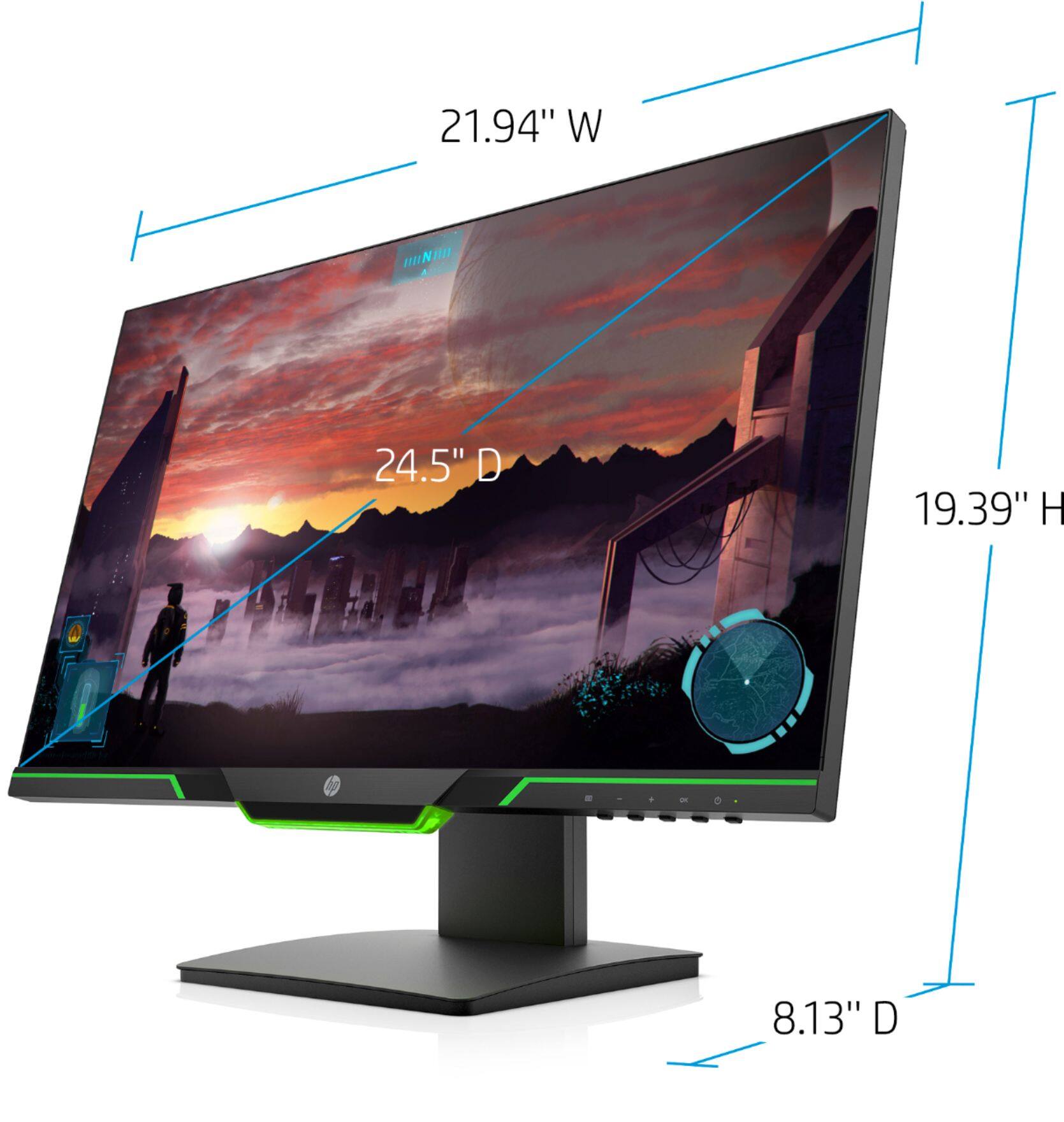 Alt View 17. HP - 25x 24.5" LED FHD Monitor (HDMI) - Gray/Green.