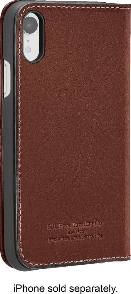 leather folio case for apple iphone xr - bourbon leather folio case for apple iphone xr - bourbon