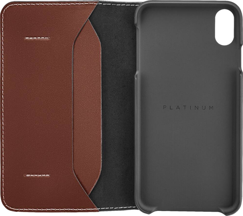 leather folio case for apple iphone xr - bourbon leather folio case for apple iphone xr - bourbon
