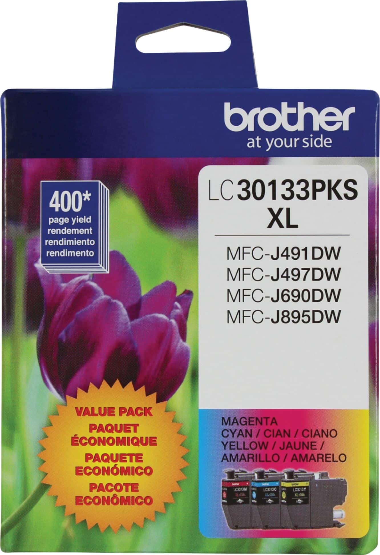 brother at your side 400* page yield rendement rendimiento rendimento LC30133PKS XL MFC-J491DW MFC-J497DW MFC-J690DW MFC-J895DW VALUE PACK PAQUET ÉCONOMIQUE PAQUETE ECONÓMICO PACOTE ECONÓMICO MAGENTA CYAN/CIAN / CIANO YELLOW/ JAUNE AMARILLO / AMARELO LC3G13 LCN3C LC33Y