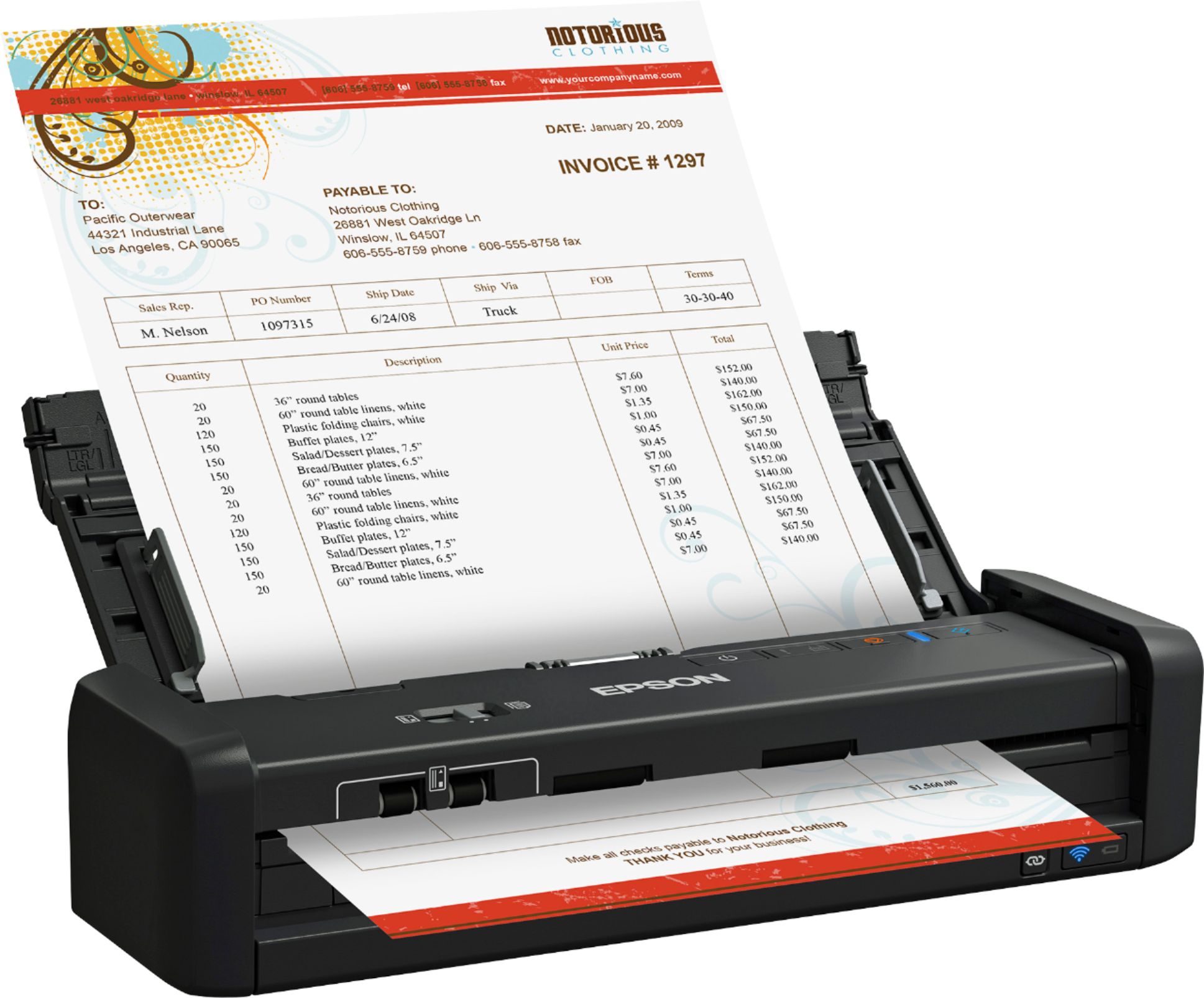 Angle View: Epson - WorkForce ES-300WR Wireless Color Receipt Scanner