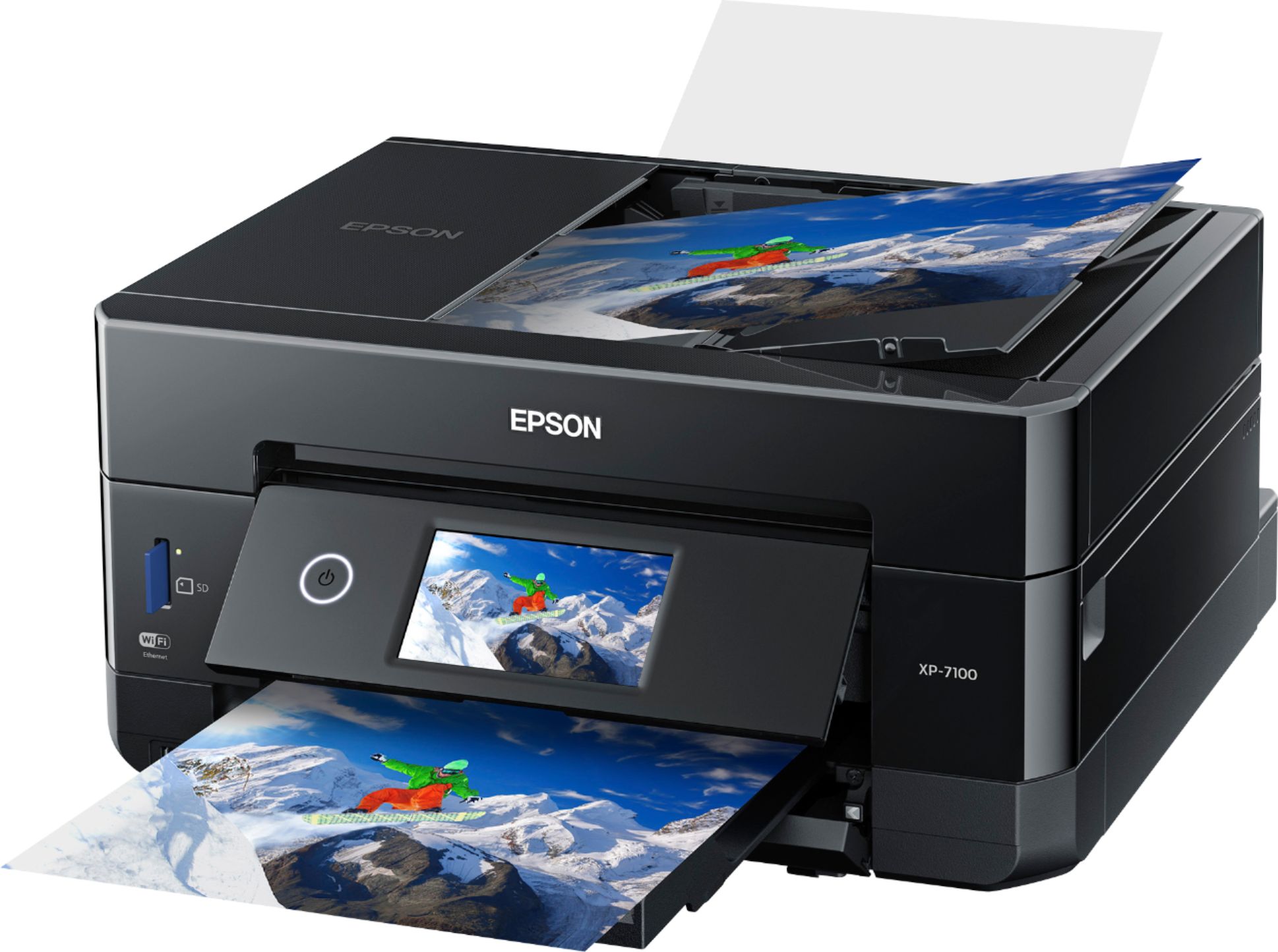 Left View: Epson - Expression Premium XP-7100 Wireless All-In-One Inkjet Printer - Black