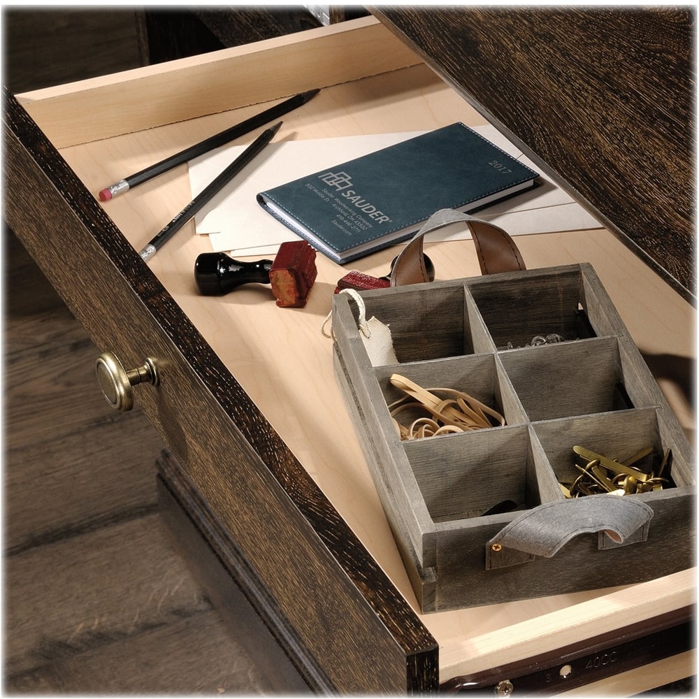 Alt View 13. Sauder - Barrister Lane Collection Pedestal Desk - Iron Oak.