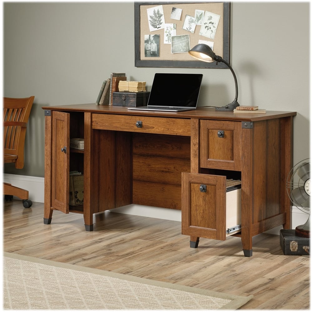 Alt View 16. Sauder - Carson Forge Collection Computer Desk - Washington Cherry.