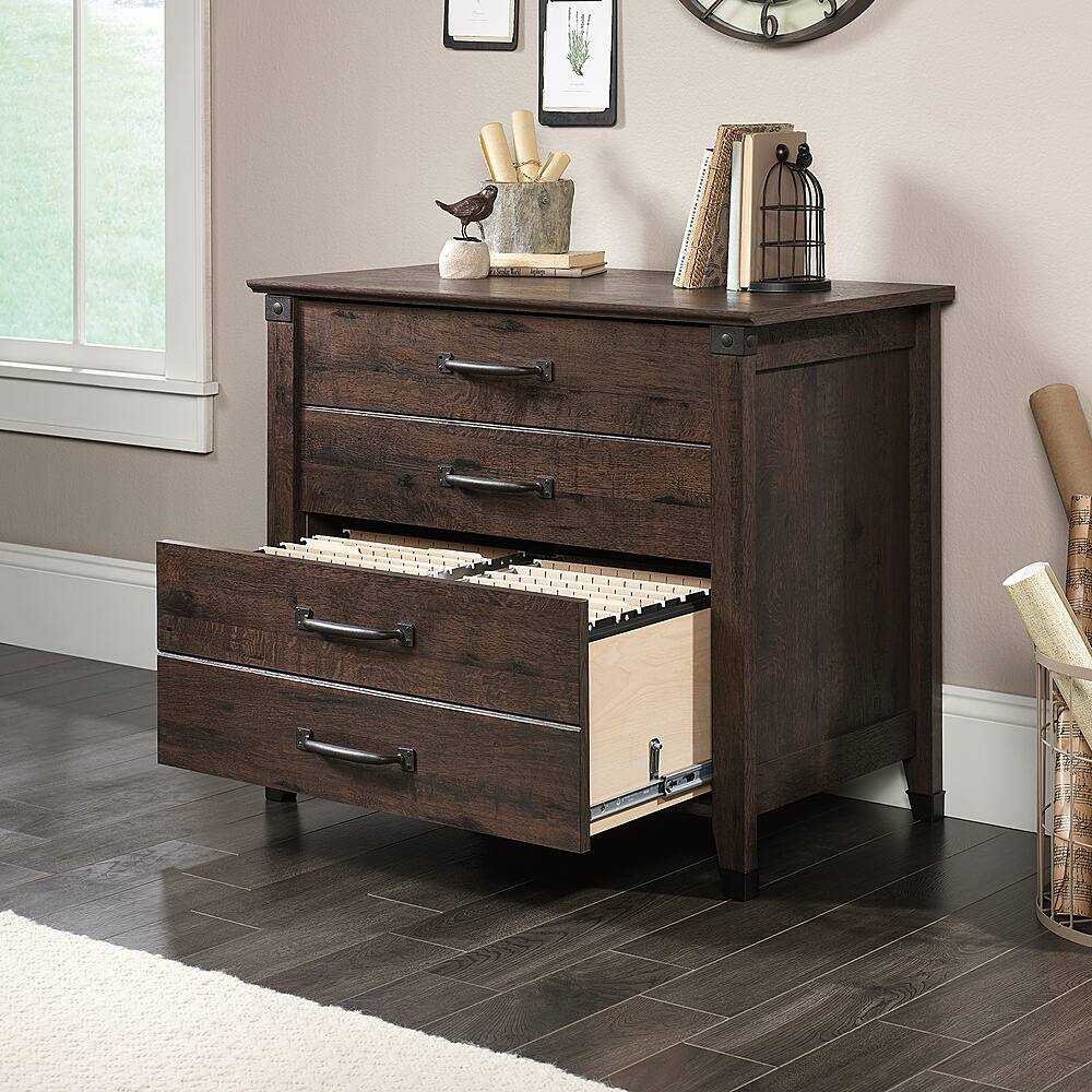 Alt View 13. Sauder - Carson Forge Collection 2-Drawer Filing Cabinet - Coffee Oak.