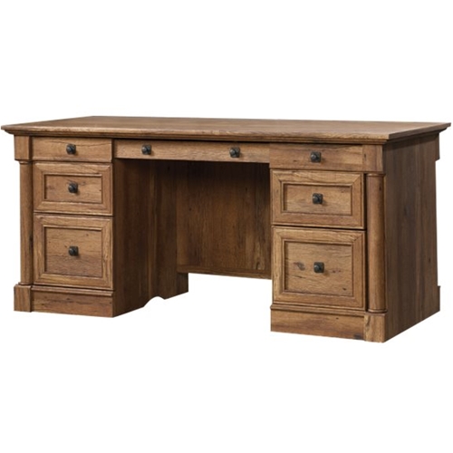 Sauder - Palladia Collection Pedestal Desk - Vintage Oak