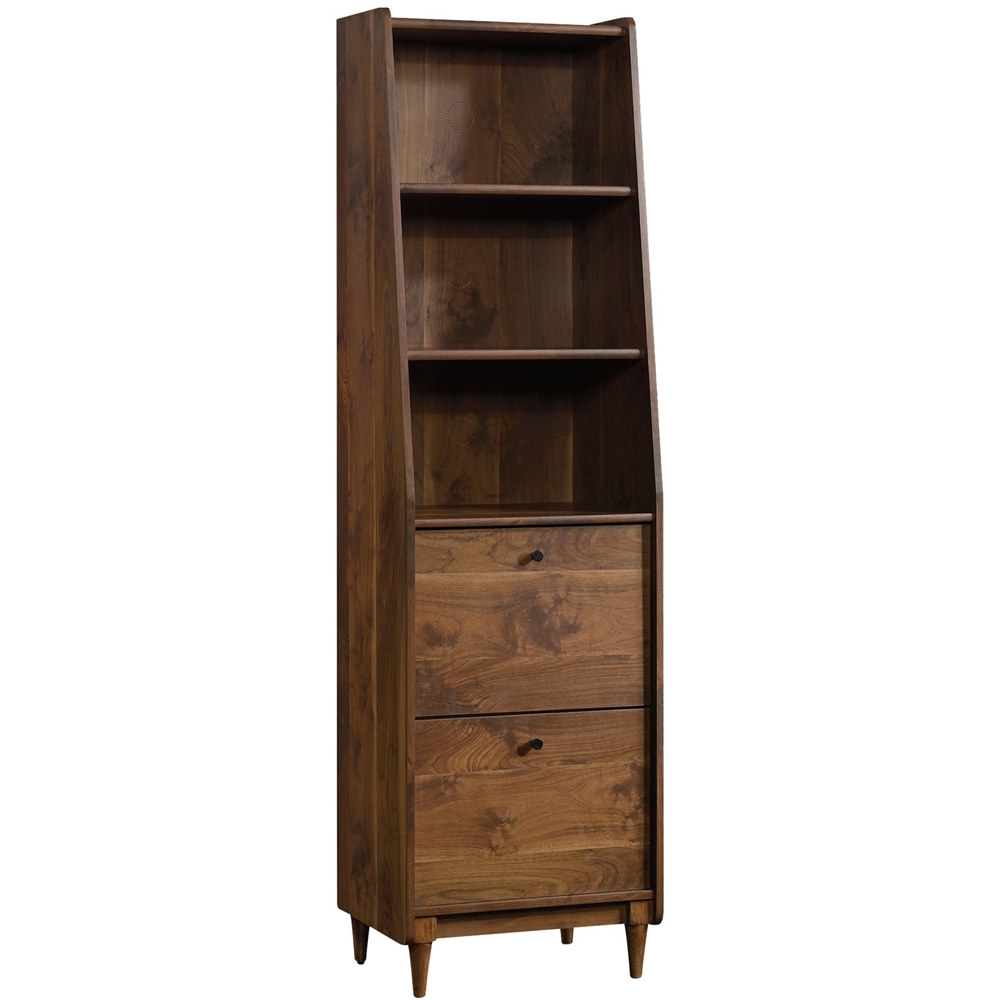 Left View: Sauder - Harvey Park Collection 2-Shelf Bookcase - Grand Walnut