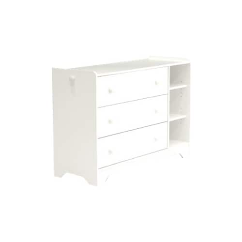 Left View: Sauder - Pinwheel Collection 3-Drawer Dresser - Soft White