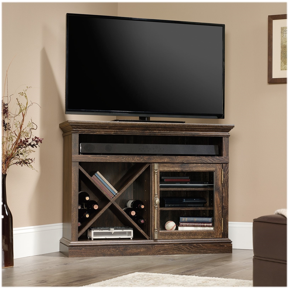 Left View: BDI - Elements Media Cabinet for Most TVs Up to 85" - Charcoal Stained Ash