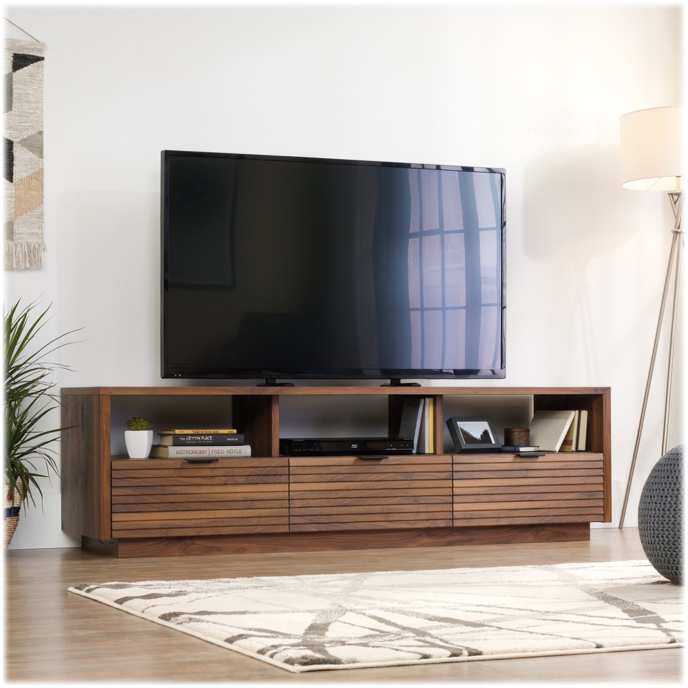 Left View: Sauder - Harvey Park Collection TV Cabinet for Most Flat-Panel TVs Up to 70" - Grand Walnut