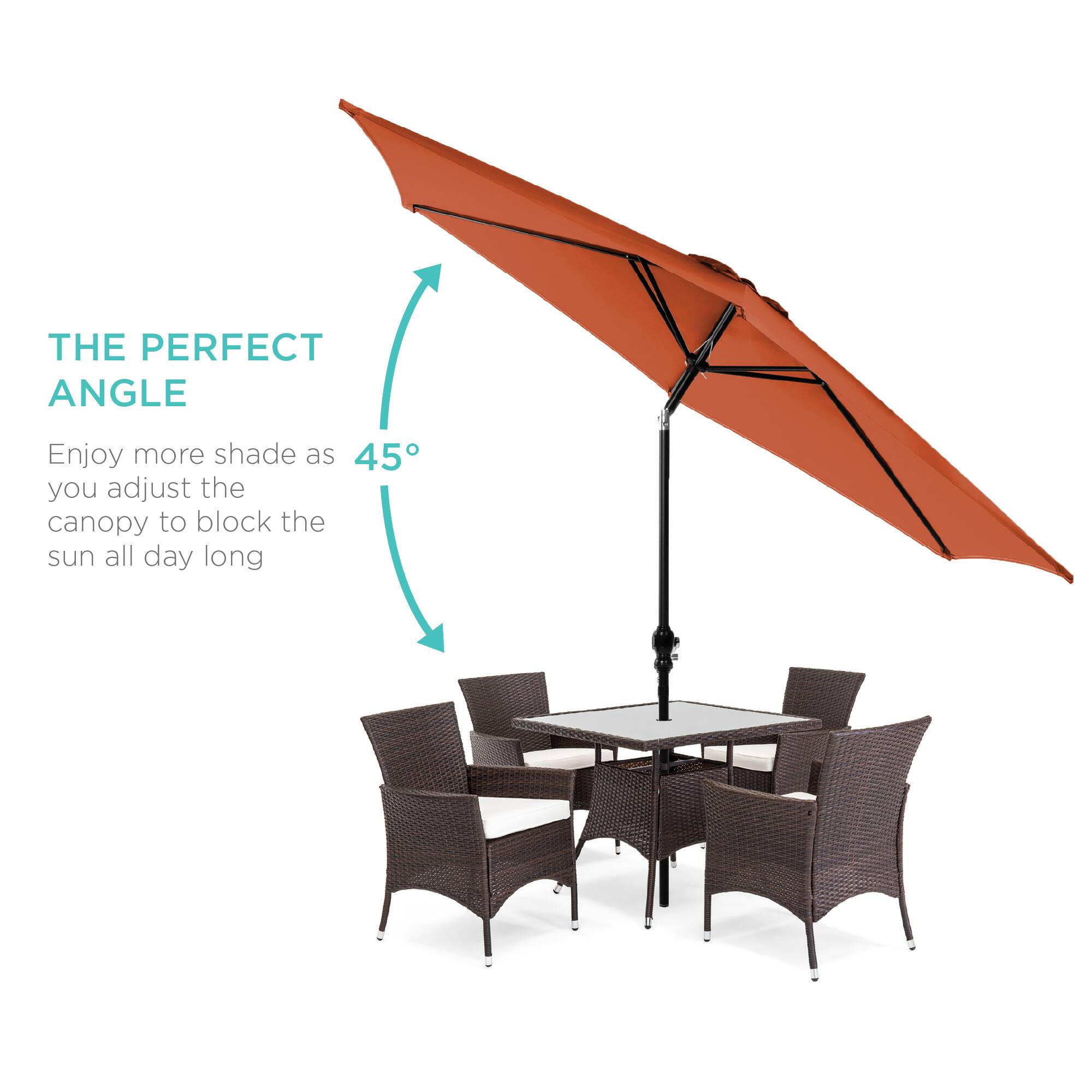 THE PERFECT ANGLE  
Enjoy more shade as you adjust the canopy to block the sun all day long  
45°