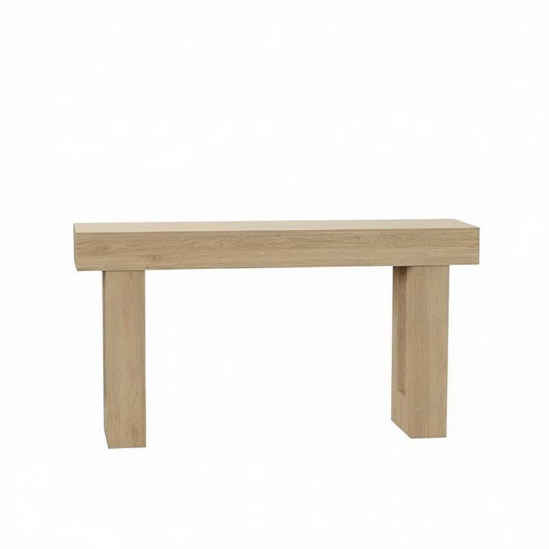 Front. GARVEE - 63-Inch Console Table: Narrow Farmhouse Oak Accent Table for Entryway, Hallway/Foyer & Couch - Natural.