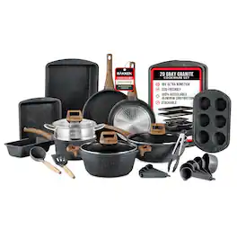 Bakken- Swiss - Bakken-Swiss 20-Piece Kitchen Cookware Set – Granite Non-Stick – Eco-Friendly – for All Stoves & Oven-Safe - coat - Marble
