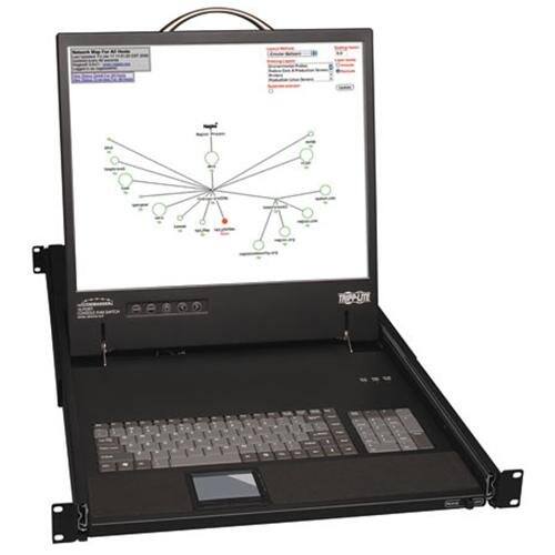 Front. Tripp Lite - 16-Port Cat5 1U Rack-Mount 1+1 User Console KVM Switch with 19-in. LCD and IP Remote Access - Black.