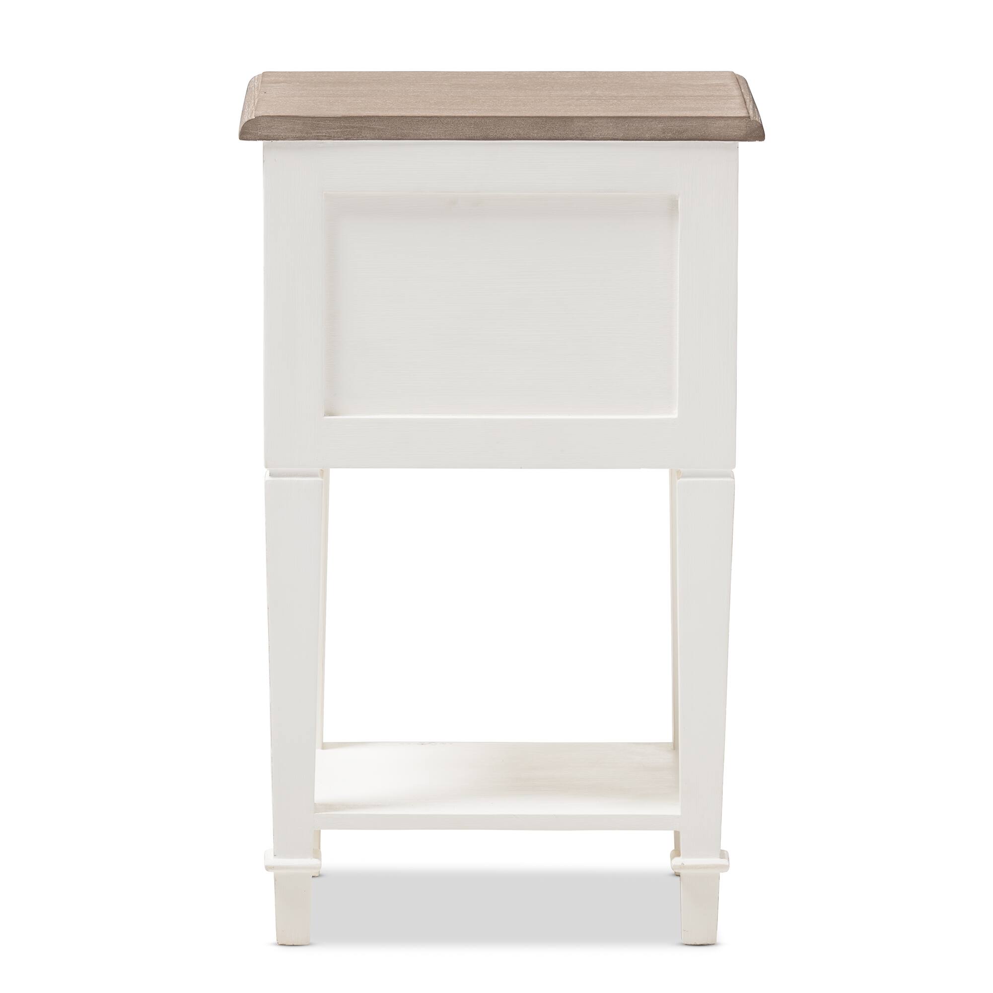 Alt View 1. Baxton Studio - Dauphine Provincial Style Weathered Oak and Wash Distressed Finish Wood Nightstand - White/Natural.