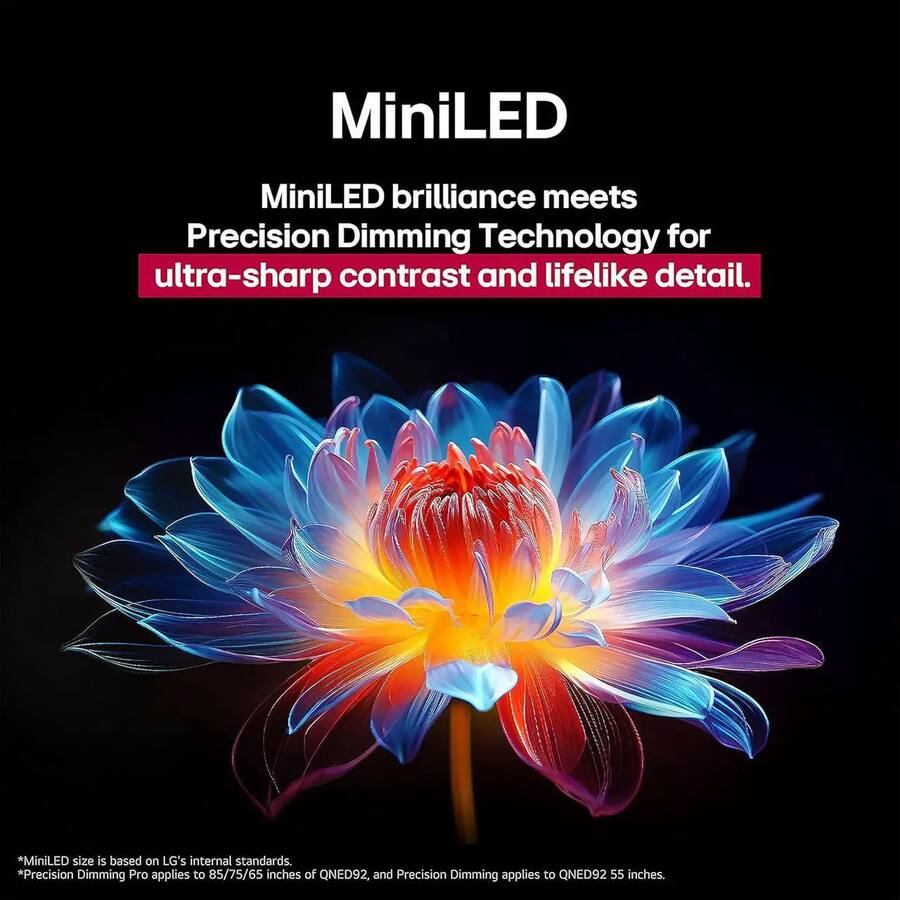 Lg 65 Inch Mini Led LG 65QNED92AUA 65 Inch 4K QNED Mini LED evo AI Smart TV with TILT MOUNT ...
