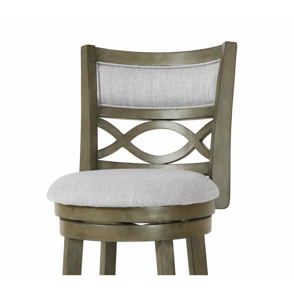 Back. New Classic Furniture - Manchester 29" Solid Wood Bar Stool with Fabric Seat in Ant Gray - Gray.