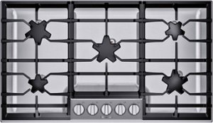 Thermador - 36" Masterpiece® Pedestal Star® Burner Gas Cooktop with 5 Burners – Liquid Propane Convertible - Stainless steel - Front_Zoom
