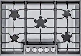 Thermador - Masterpiece 30" Built-In Gas Cooktop with 5 Pedestal Star Burners and ExtraLow Select - Stainless Steel