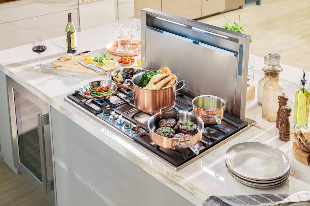 Alt View 15. Thermador - Masterpiece 30" Built-In Gas Cooktop with 5 Pedestal Star Burners and ExtraLow Select - Stainless Steel.