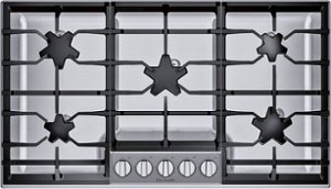 Thermador - Masterpiece Pedestal Star 36" Built-In Gas Cooktop with 5 Star Burners and ExtraLow Slect - Stainless steel - Front_Zoom