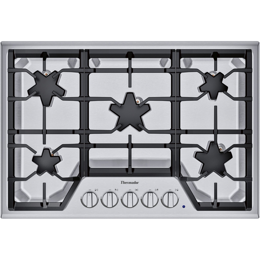 Thermador - 30" Masterpiece® Star® Burner Built-In Gas Cooktop with 5 Burners – Liquid Propane Convertible - Stainless steel