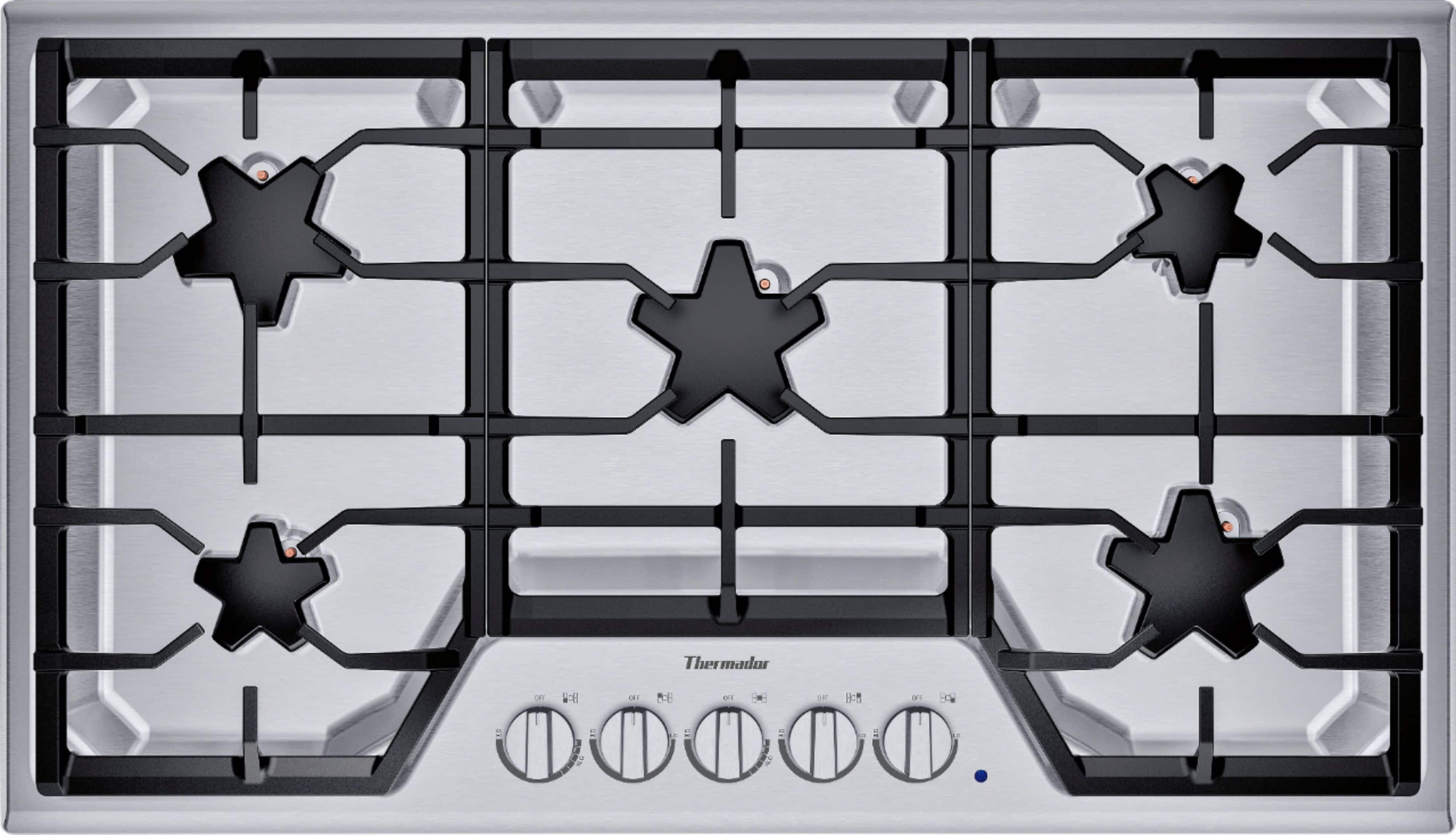 Front. Thermador - Masterpiece 36" Built-In Gas Cooktop with 5 Star Burners and ExtraLow Select - Stainless Steel.