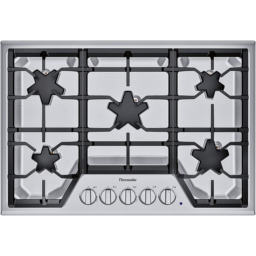 Front. Thermador - Masterpiece 30" Built-In Gas Cooktop with 5 Star Burners and ExtraLow Select - Stainless Steel.