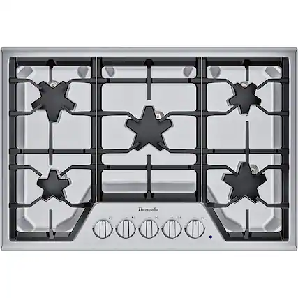 Front. Thermador - Masterpiece 30" Built-In Gas Cooktop with 5 Star Burners and ExtraLow Select - Stainless Steel.