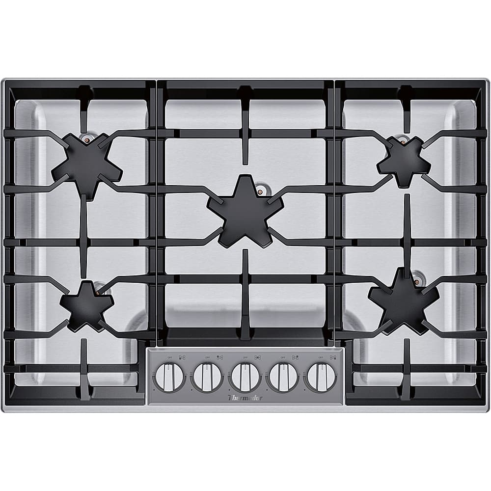 Front. Thermador - Masterpiece 30" Built-In Gas Cooktop with 5 Pedestal Star Burners - Stainless Steel.