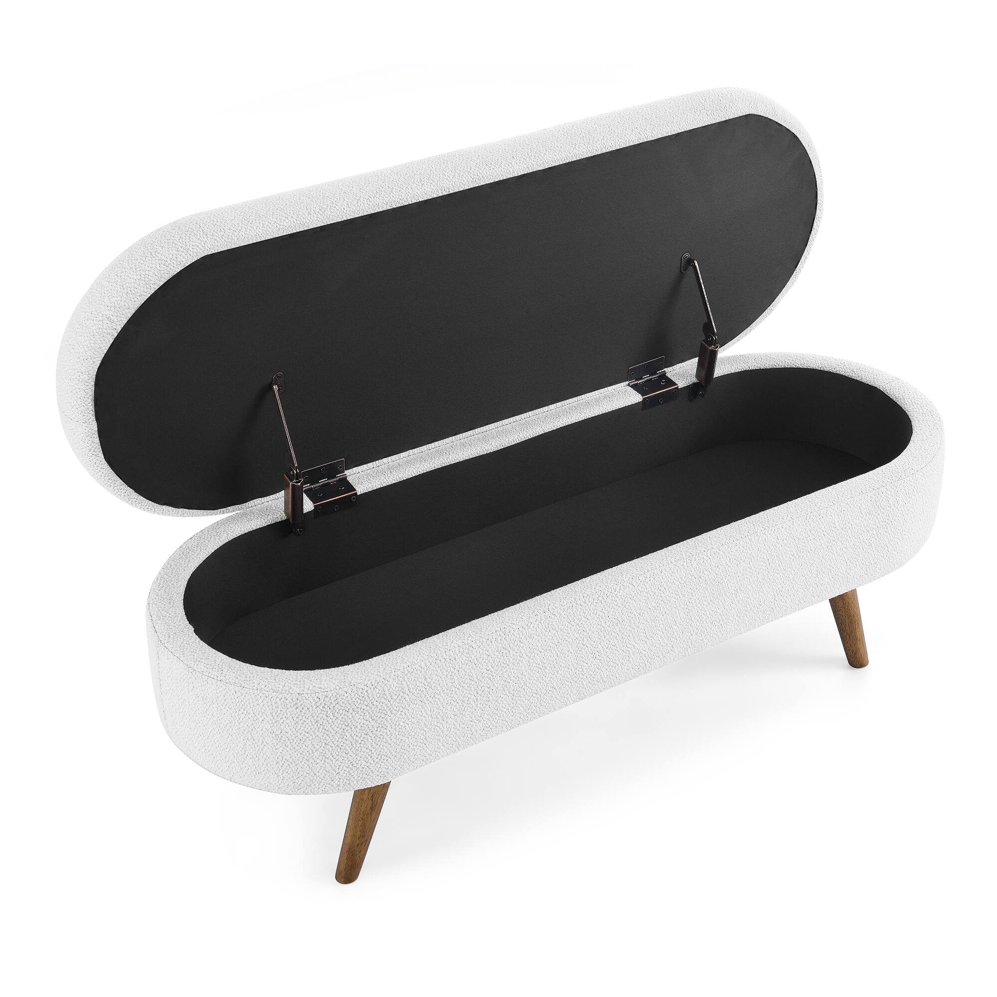Alt View 7. GOODSILO - Elegant Fabric Storage Ottoman Bench with Wooden Legs for Living Room or Bedroom Footrest and Seating - White.