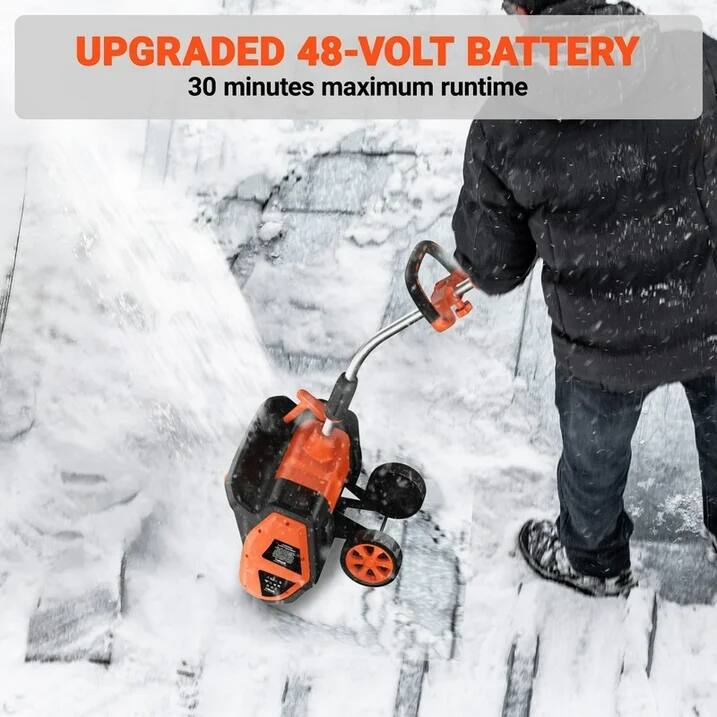 UPGRADED 48-VOLT BATTERY  
30 minutes maximum runtime