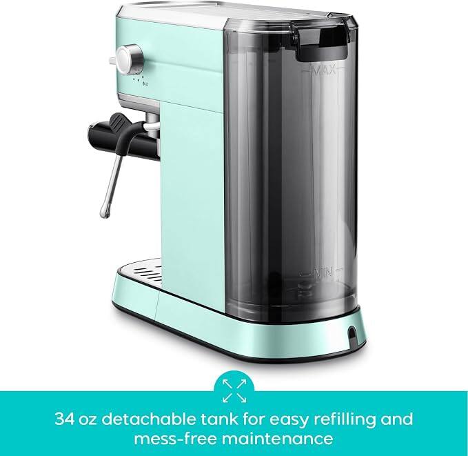 34 oz detachable tank for easy refilling and mess-free maintenance