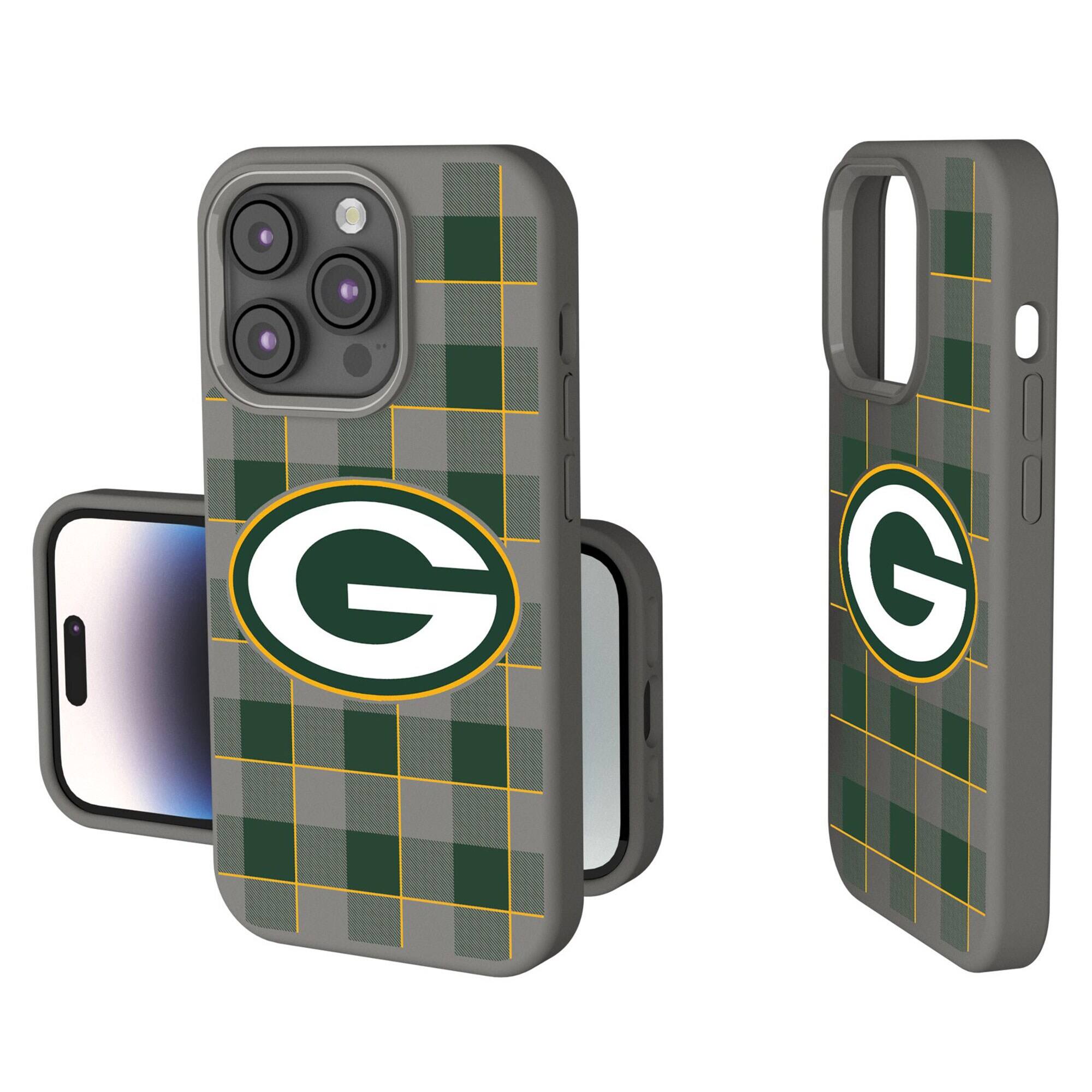 Keyscaper - NFL - Green Bay Packers Plaid Soft Touch iPhone Case - 14 Plus - Gray