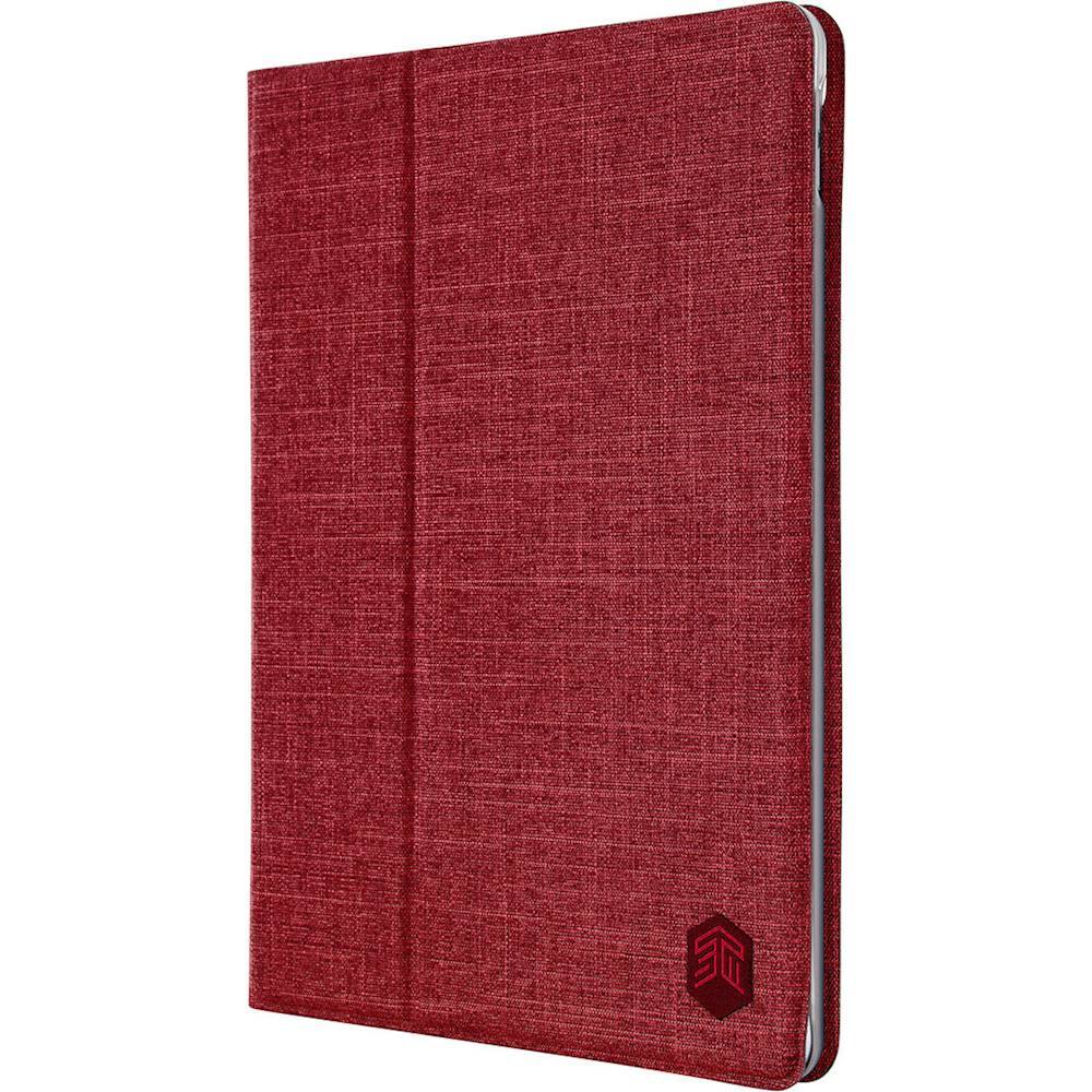 Left View: STM - Atlas Folio Case for Apple iPad Pro 9.7", iPad 9.7" (5th and 6th Gen), iPad Air, and iPad Air 2 - Deep Red