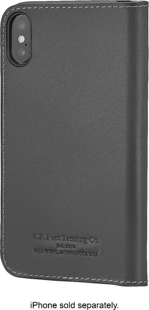 leather folio case for apple iphone xs max - charcoal leather folio case for apple iphone xs max - charcoal