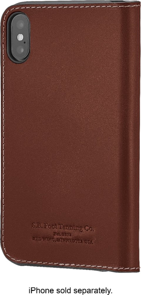 leather folio case for apple iphone xs max - bourbon