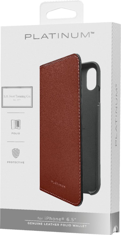 leather folio case for apple iphone xs max - bourbon