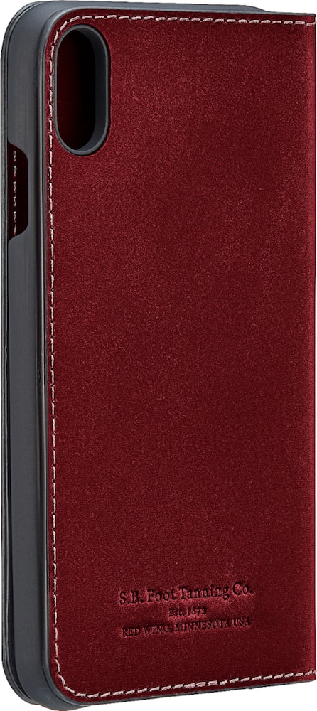 leather folio case for apple iphone xs max - dark red leather folio case for apple iphone xs max - dark red