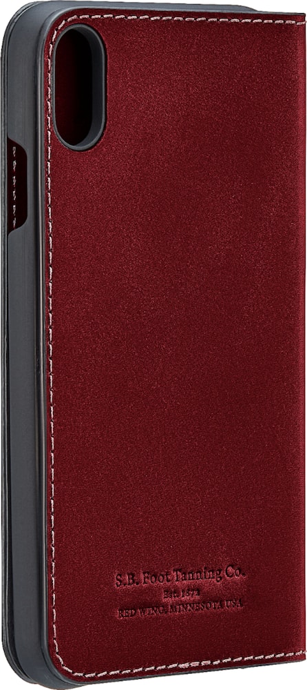 leather folio case for apple iphone xs max - dark red