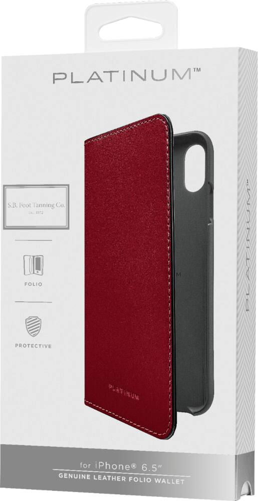 leather folio case for apple iphone xs max - dark red